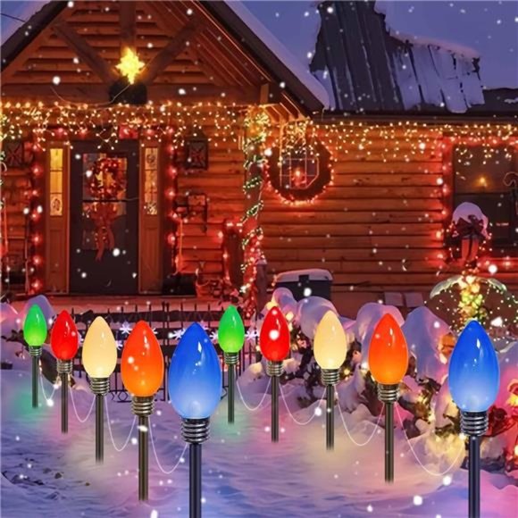 10 Pack Jumbo C9 Christmas Decorations Outdoor Waterproof Lights, (Multicolor) - Picture 1 of 6